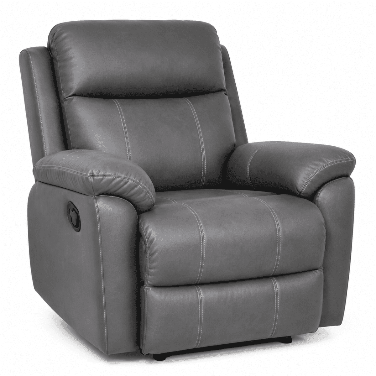 Luxury Grey Leather Manual Recliner Chair